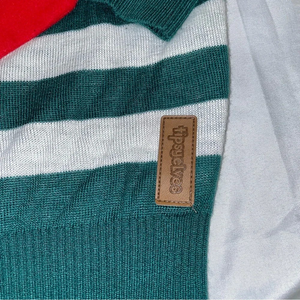 Tipsy‎ Elves Mens Small Ugly Christmas Sweater Stocking Green White Striped